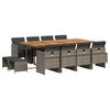 vidaXL 13 pcs conjunto jantar p/ jardim c/ almofad&otilde;es vime PE cinzento
