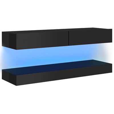 vidaXL Móvel de TV com luzes LED 120x35 cm preto brilhante