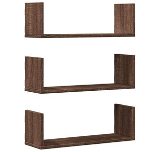 vidaXL Prateleiras de parede 3 pcs derivados madeira carvalho castanho