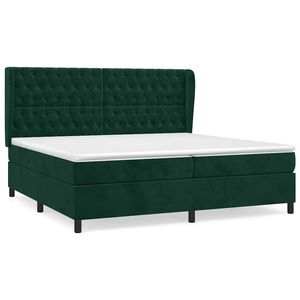 vidaXL Cama com molas/colch&atilde;o 200x200 cm veludo verde-escuro