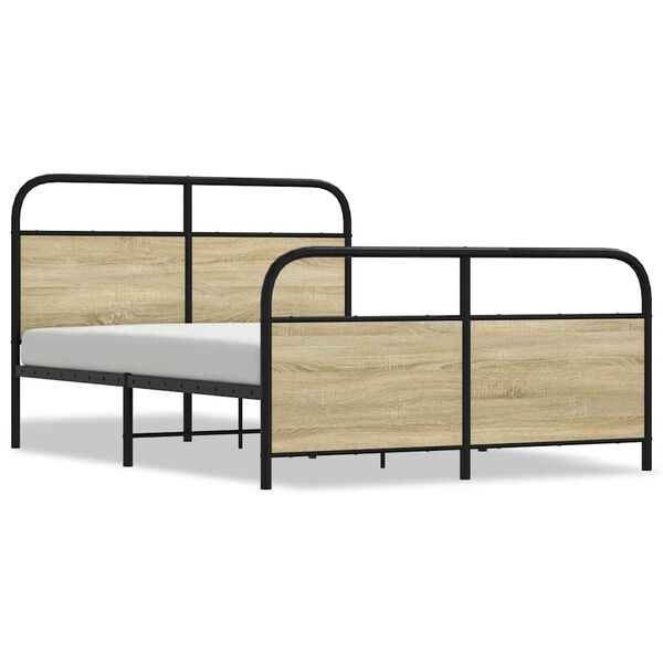 vidaXL Estrutura de cama sem colchão 137x190 cm metal carvalho sonoma