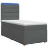 vidaXL Cama Box com LED e Colch&atilde;o Cinzento-Escuro 90 x 190 cm Tecido