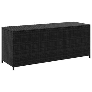 vidaXL Caixa de arruma&ccedil;&atilde;o para jardim 150x50x60 cm vime PE preto