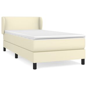 vidaXL Cama com molas/colch&atilde;o 100x200 cm couro artificial cor creme