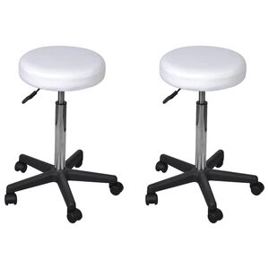 vidaXL Bancos de escrit&oacute;rio 2 pcs 35,5x84 cm couro artificial branco