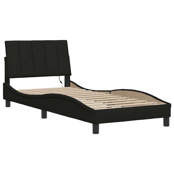 vidaXL Estrutura de cama sem colch&atilde;o Hanko 90x200 cm tecido preto