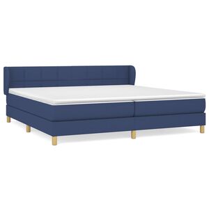 vidaXL Cama com molas/colch&atilde;o 200x200 cm tecido azul