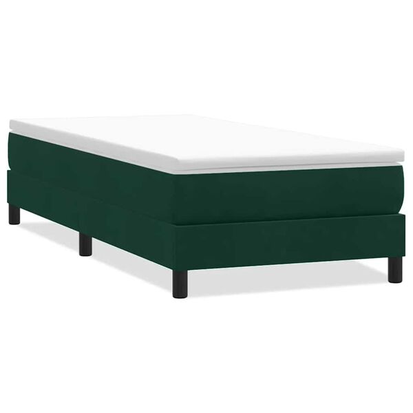 vidaXL Cama com molas sem colch&atilde;o 100x220 cm veludo verde-escuro