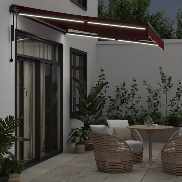 vidaXL Toldo retr&aacute;til autom&aacute;tico com luzes LED 350x250 cm bord&ocirc;