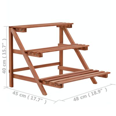vidaXL Suporte para plantas de 3 níveis madeira de cedro 48x45x40 cm