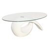 vidaXL Mesa de centro com tampo oval de vidro, branco brilhante