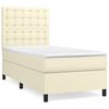 vidaXL Cama com molas/colch&atilde;o 90x200 cm couro artificial cor creme