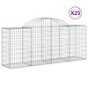 vidaXL Cestos gabião arqueados 25pcs 200x50x80/100cm ferro galvanizado