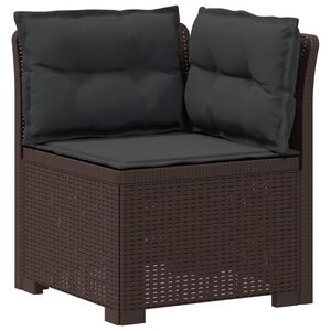 vidaXL Sof&aacute; de Jardim 1 Lugar com Almofadas Look Rattan PP Castanho