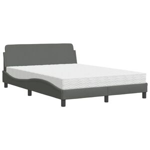 vidaXL Cama com colch&atilde;o Dover 140x190 cm tecido cinzento-escuro
