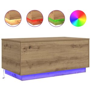 vidaXL Mesa de centro com luzes LED 90x50x40 cm carvalho artisiano