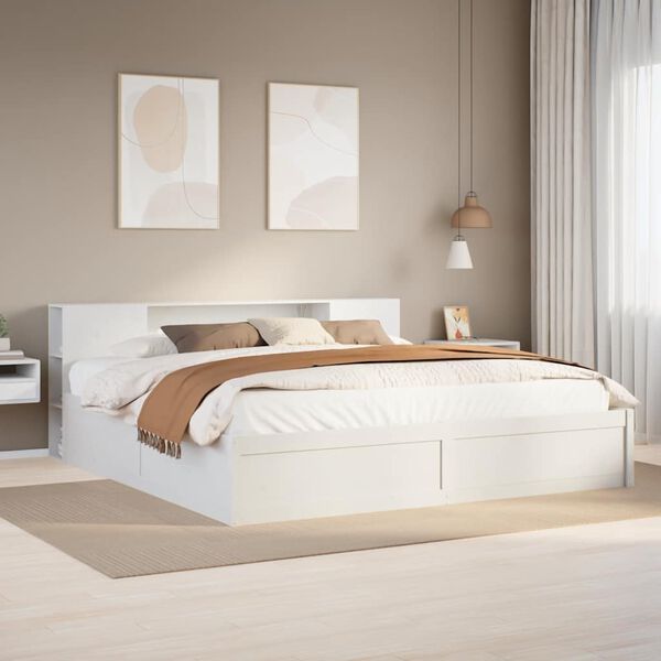 vidaXL Cama sem colchão 180x200 cm madeira de pinho maciça branco