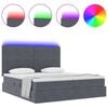 vidaXL Cama com luzes de tira LED Cinza Escuro 200 x 200 cm Veludo