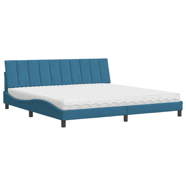 vidaXL Cama com colch&atilde;o Hanko 200x200 cm veludo azul