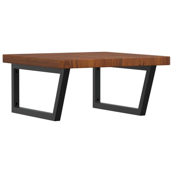 vidaXL Prateleira de parede p/ lavat&oacute;rio a&ccedil;o/madeira carvalho maci&ccedil;a