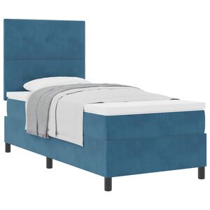 vidaXL Cama Box com colch&atilde;o Azul Escuro 90 x 190 cm tecido