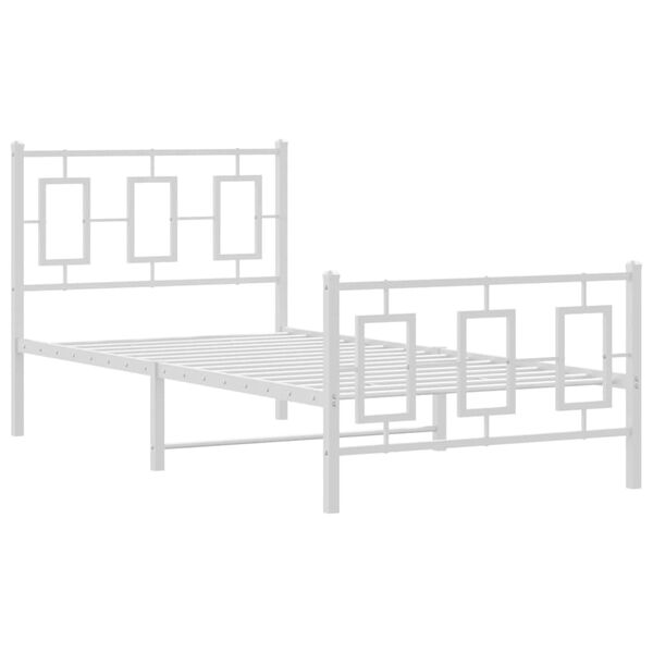 vidaXL Estrutura de cama com cabeceira e p&eacute;s 90x200 cm metal branco