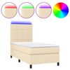 vidaXL Cama box spring c/ colch&atilde;o e LED 90x200 cm tecido cor creme