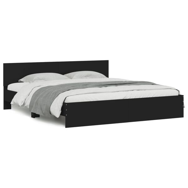 vidaXL Estrutura de cama com cabeceira 180x200 cm preto