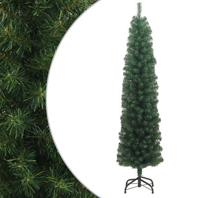 vidaXL Árvore de Natal artificial fina com suporte 240 cm PVC verde