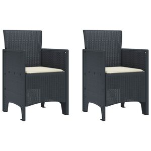 vidaXL Cadeira de Jardim 2 unid. Antracite Polipropileno