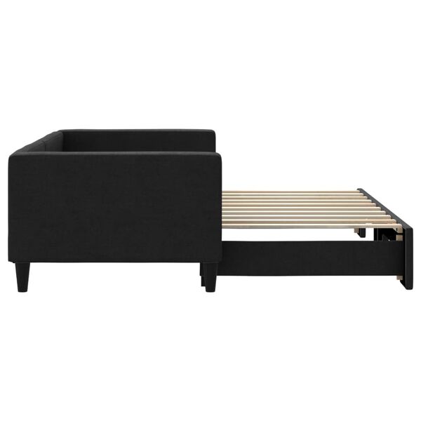 vidaXL Sof&aacute;-cama com gavet&atilde;o 90x190 cm tecido preto