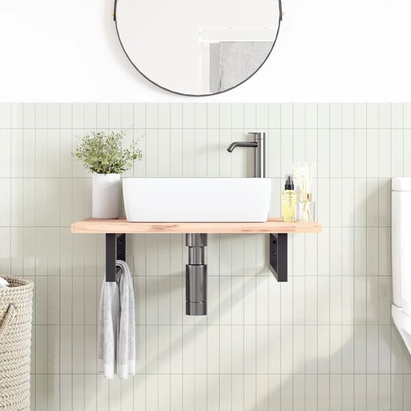 vidaXL Suportes de prateleira p/ lavat&oacute;rio 2 pcs a&ccedil;o retangular preto