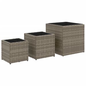 vidaXL Vasos de jardim 3 pcs vime PE cinzento
