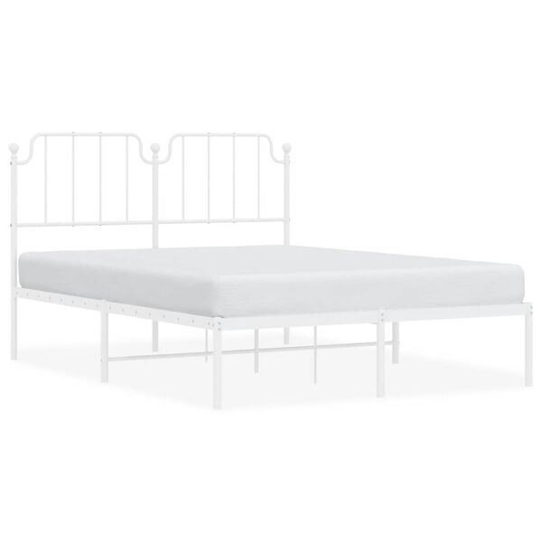 vidaXL Estrutura de cama com cabeceira 150x200 cm metal branco