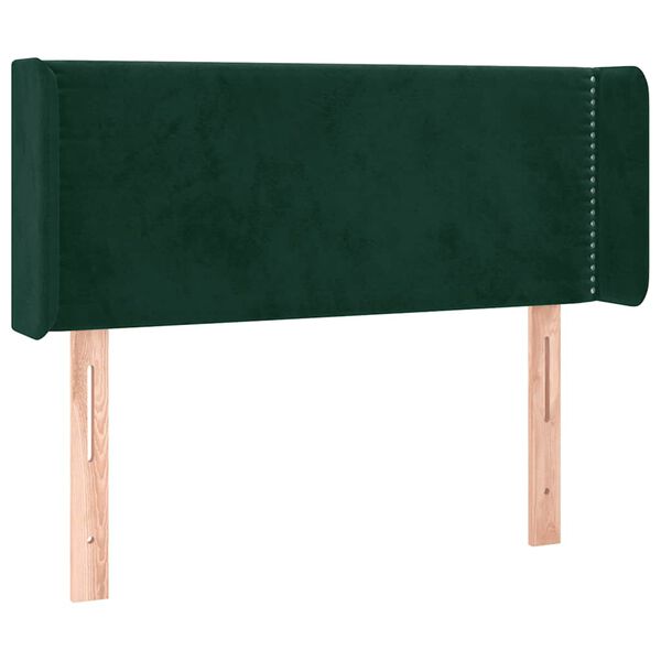vidaXL Cabeceira cama c/ luzes LED veludo 93x16x78/88 cm verde-escuro