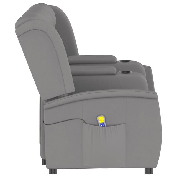 vidaXL Poltrona massagem 4 lug. reclin&aacute;vel c/ suporte copo cinza-claro