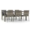 vidaXL 7 pcs conjunto de jantar p/ jardim c/ almofad&otilde;es vime PE cinza