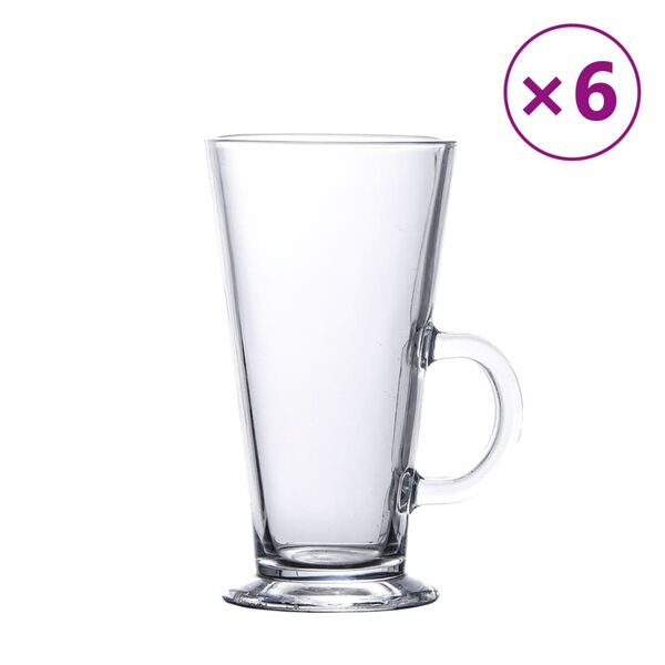 VidaXL Copos de café com leite com pega 6 pcs 250 ml