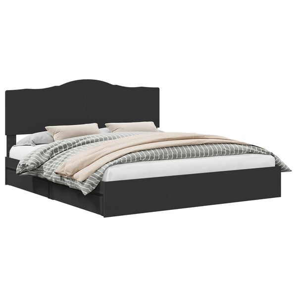 vidaXL Cama com Armazenamento Preto 200 x 200 cm Madeira processada
