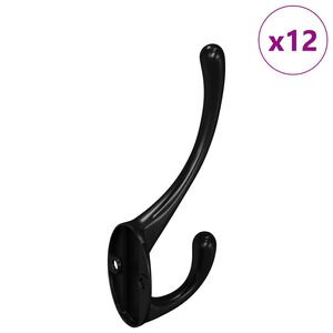 vidaXL Cabide de Roupas 12 pcs Preto 102 x 29 x 47mm Liga de Zinco
