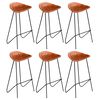 vidaXL Cadeiras de bar 6 pcs couro genu&iacute;no castanho