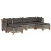 vidaXL 6 pcs conjunto sof&aacute;s de jardim com almofad&otilde;es vime cinzento