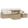 vidaXL Conjunto de Sof&aacute; de Jardim 6 unid. Bege vime PE