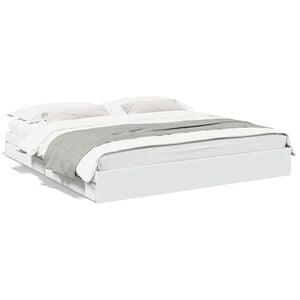 vidaXL Estrutura de cama c/ gavetas 180x200cm derivados madeira branco