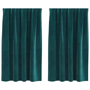 vidaXL Cortinas com cortinas 2 pcs Verde-escuro 140 x 140 cm Veludo