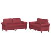 vidaXL 2 pcs conjunto sof&aacute;s c/ almofad&otilde;es couro artif. vermelho tinto