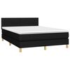 vidaXL Cama box spring c/ colch&atilde;o e LED 140x190 cm tecido preto