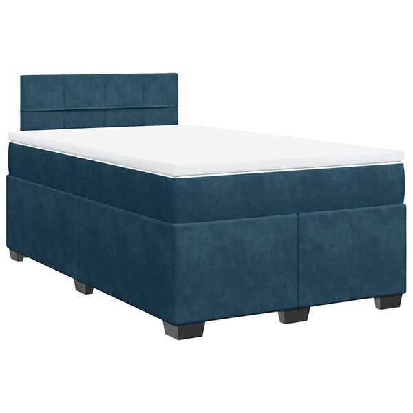 vidaXL Cama boxspring com colch&atilde;o 120x200 cm veludo azul-escuro