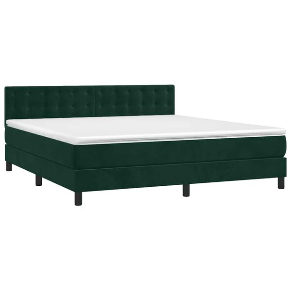 vidaXL Cama com molas/colch&atilde;o 180x200 cm veludo verde-escuro