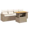 vidaXL 5 pcs conjunto de sof&aacute;s p/ jardim com almofad&otilde;es vime PE bege